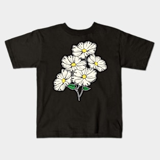 White Daisy floral Hand Drawn Gardening Gift Kids T-Shirt